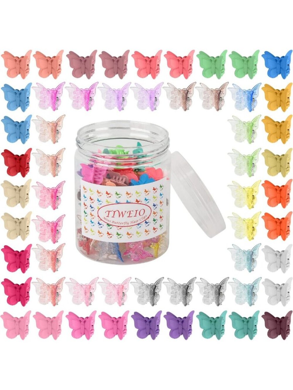 100 Pcs Pastel Butterfly Hair Clips - Mini Claw Clips for Girls & Women, 30